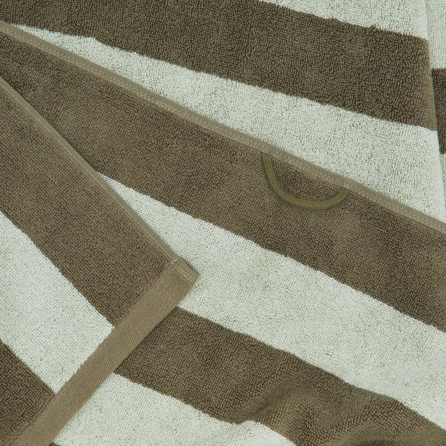 SIMPLE STRIPED TERRY TOWELS - OLIVE/SAGE: HAND