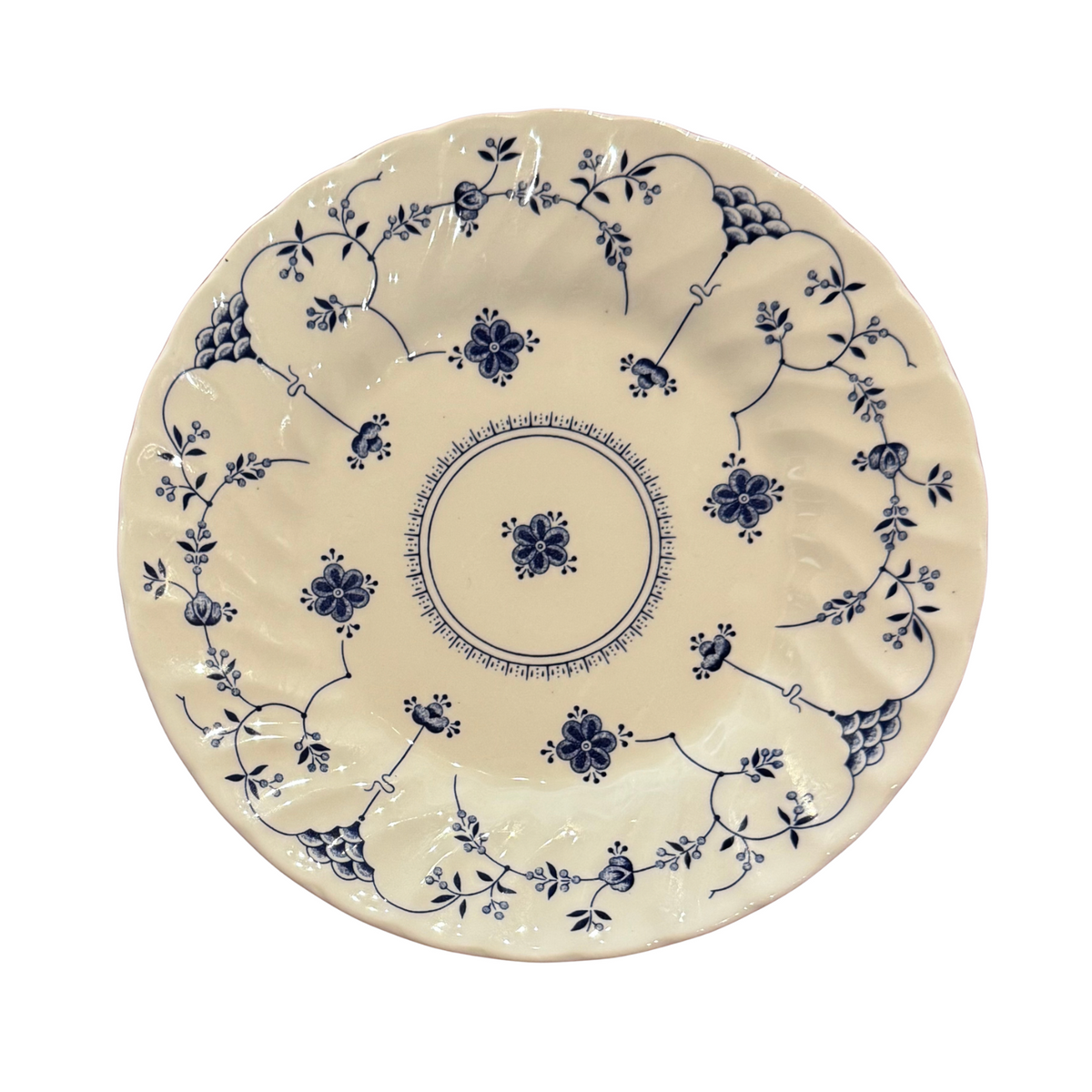Blue and White Fine China Plate 8”