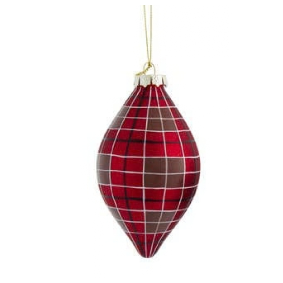 Glass Red Plaid Finial Ornament