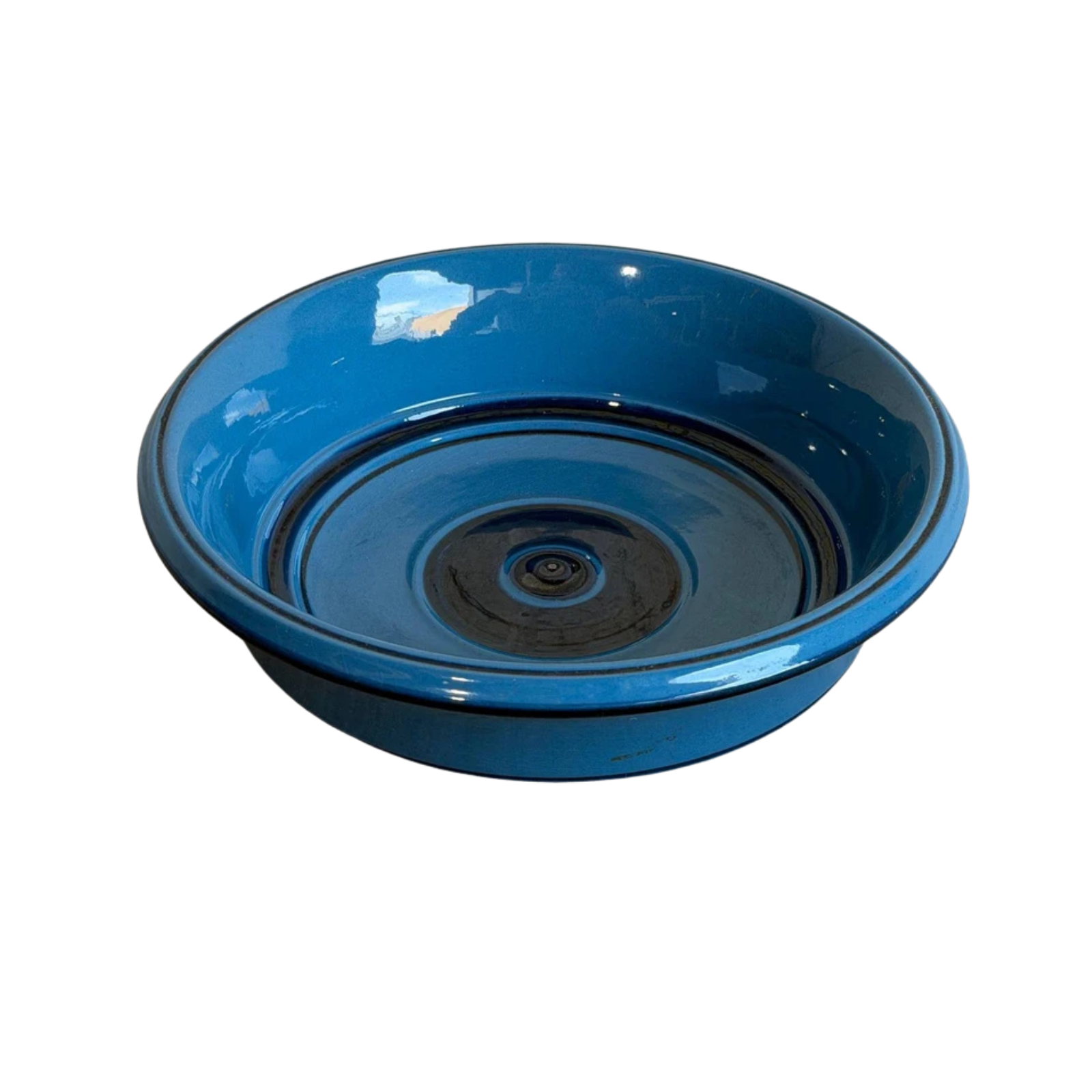Knabstrup Keramik Blue Ceramic Bowl Deep Glossy Azure Denmark Mid-Century Modern 1960s