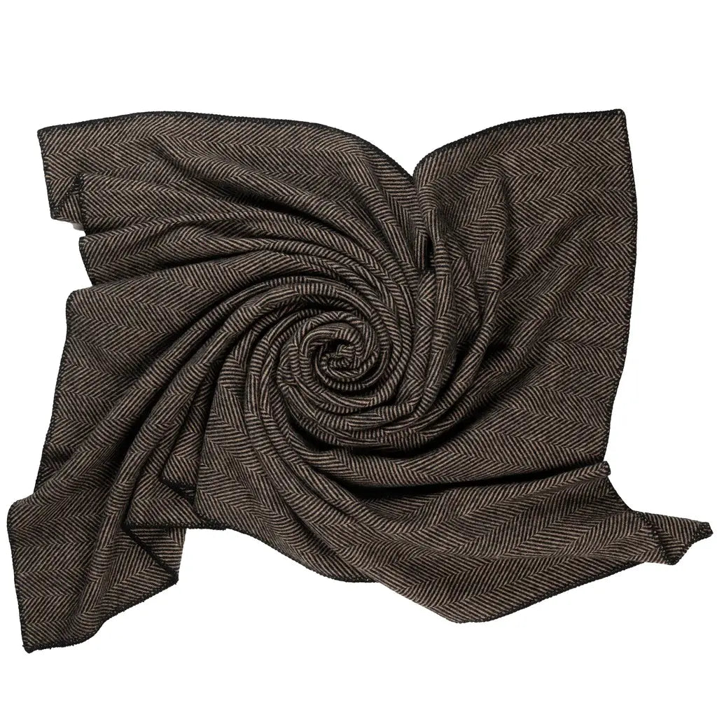 Highland Tweeds Wool BIG Throw ~ Black Herringbone  ~