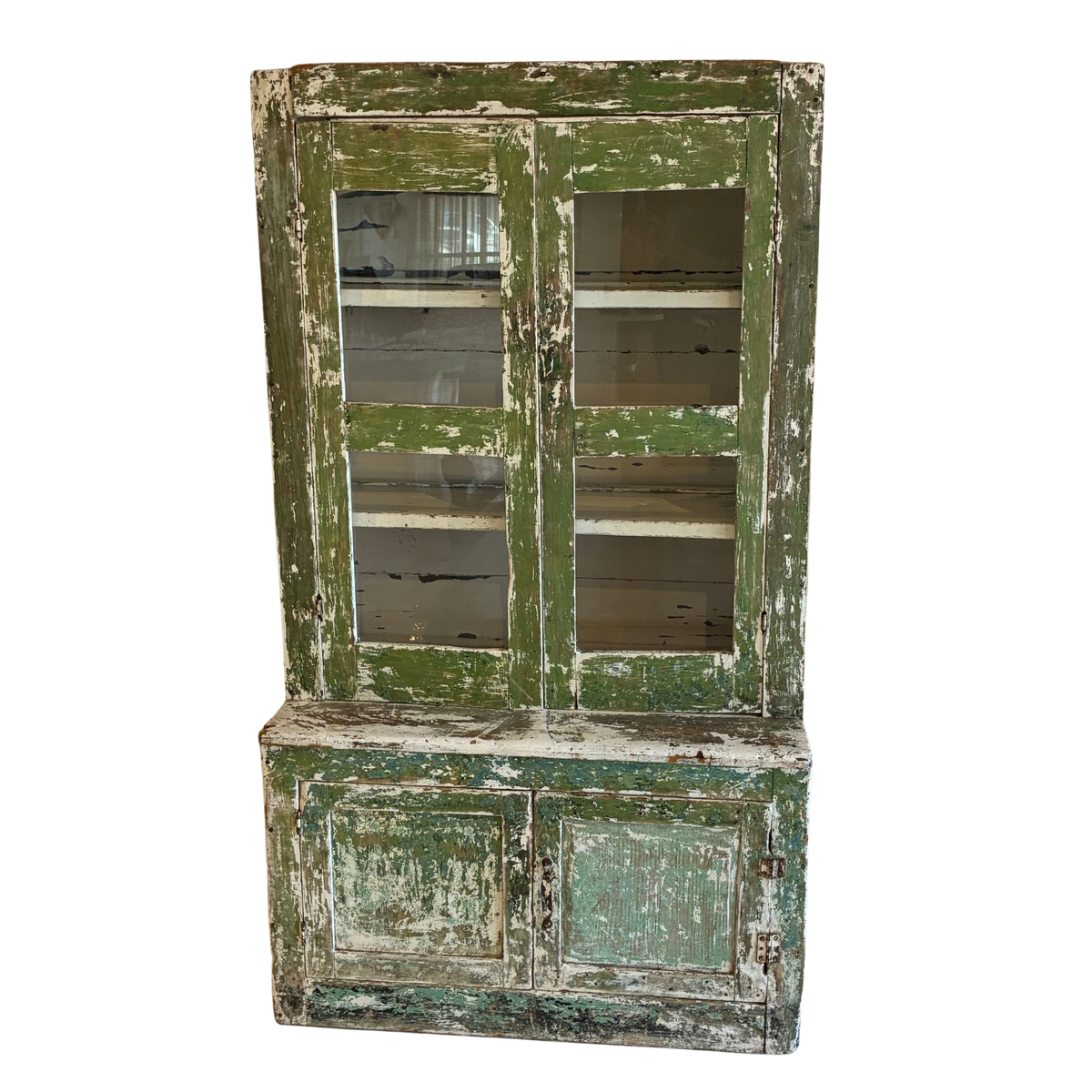 Antique Distressed Green Hutch