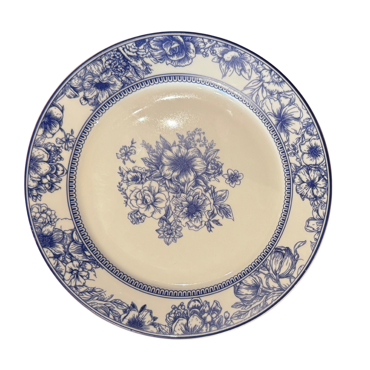 Blue and White Fine China Plate 8”