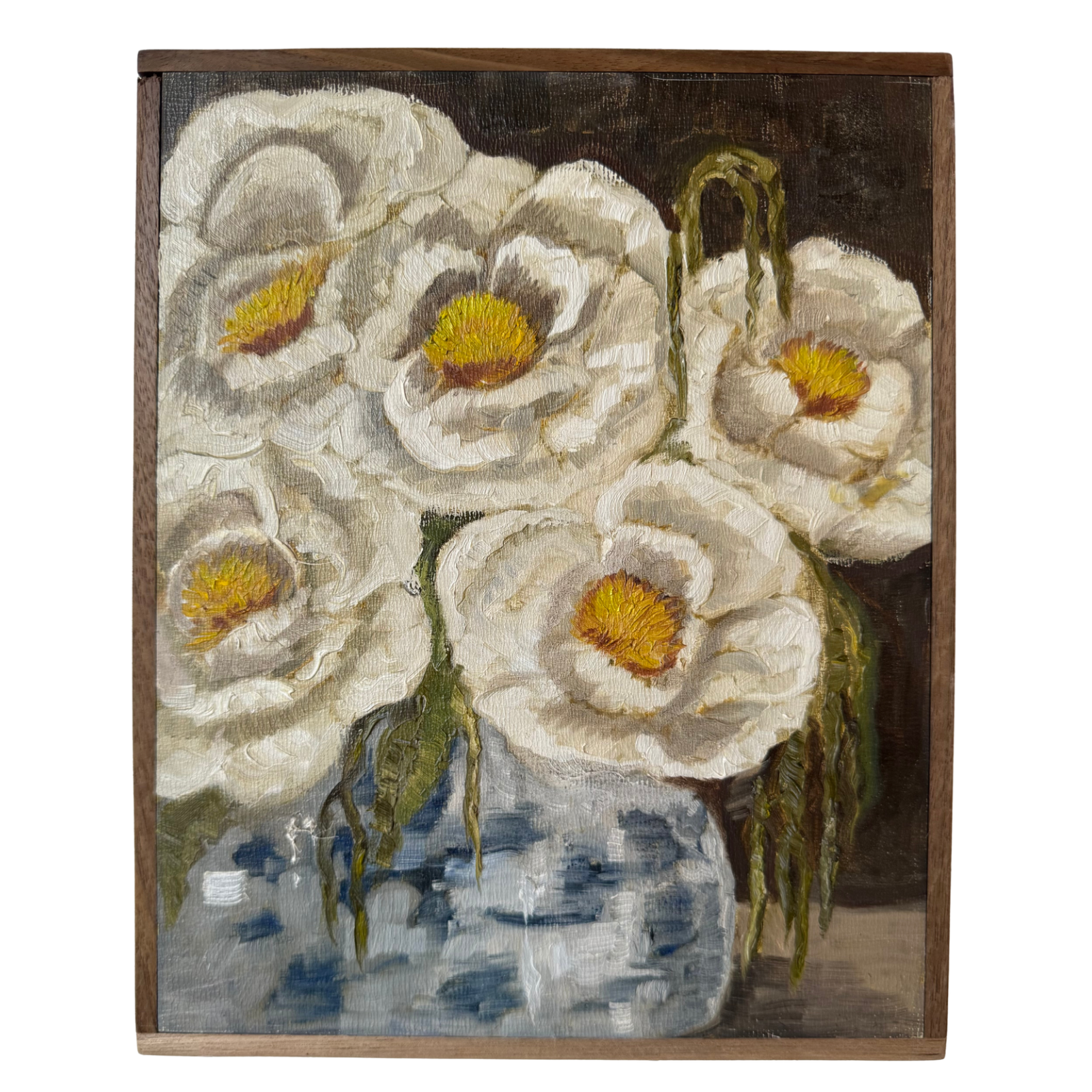 Alison Parsons, White Floral Blue Vase, 8.5” x 10.5”