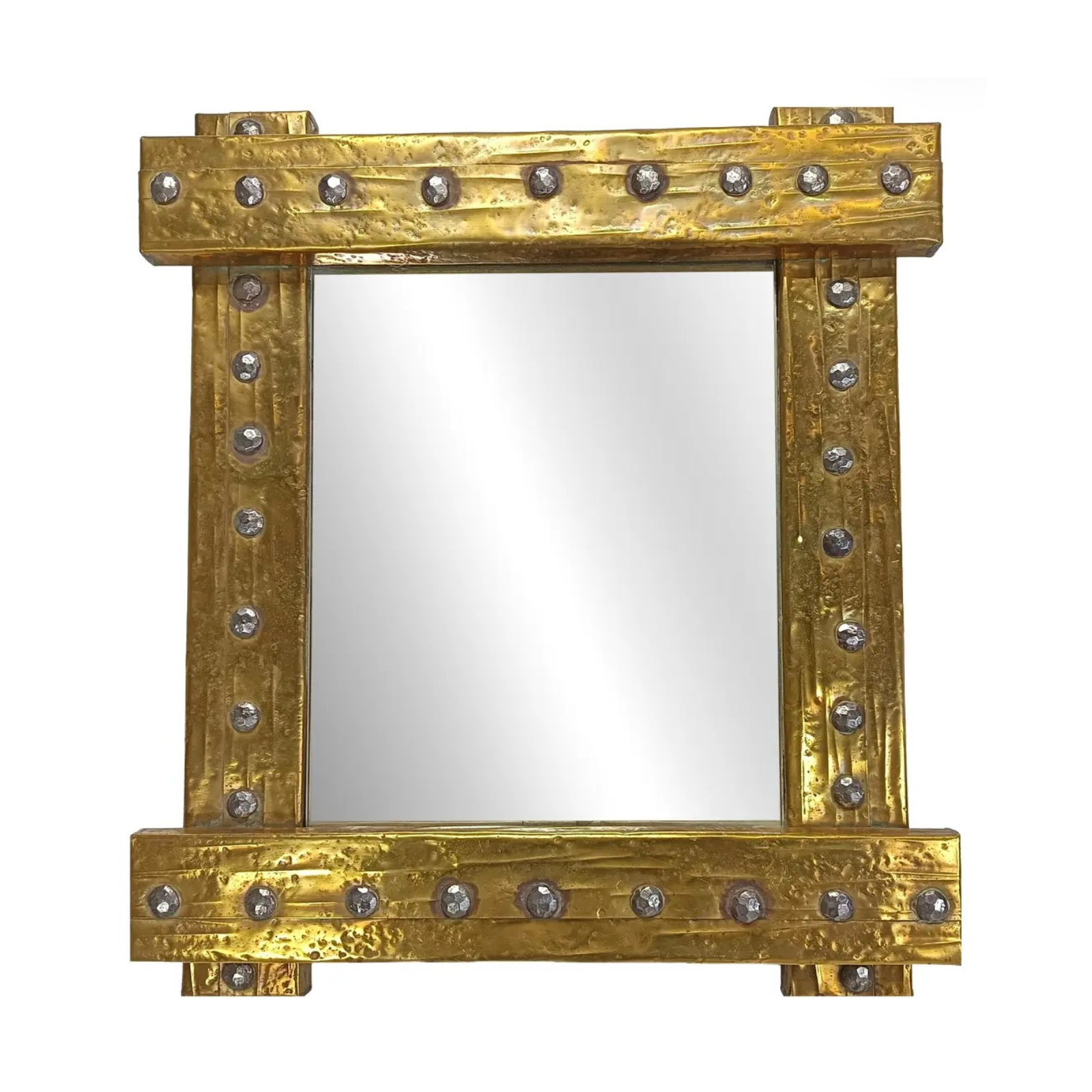 Brutalist Brass Mirror, 1970s