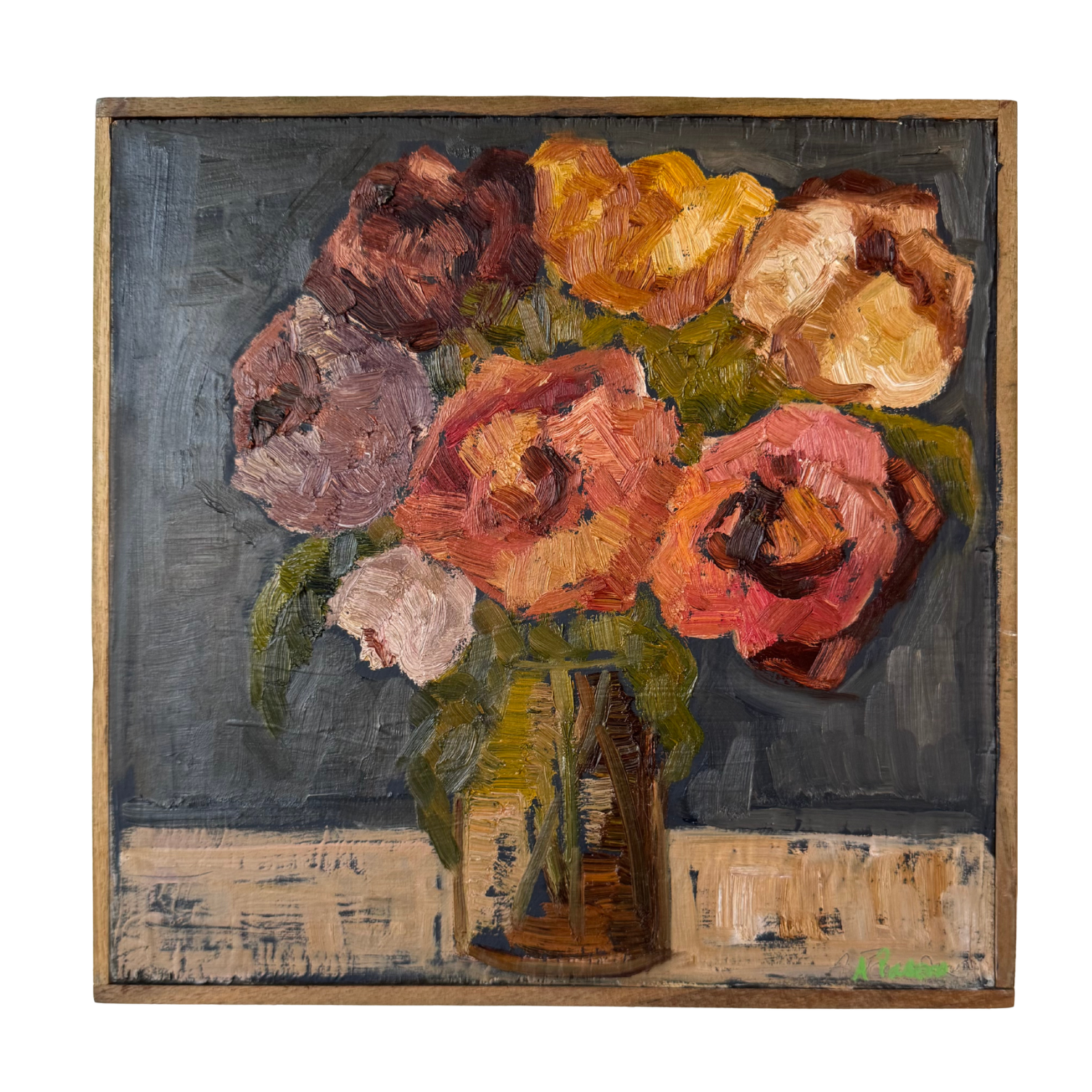 Alison Parsons, Floral Grey Background, 12” x 12”