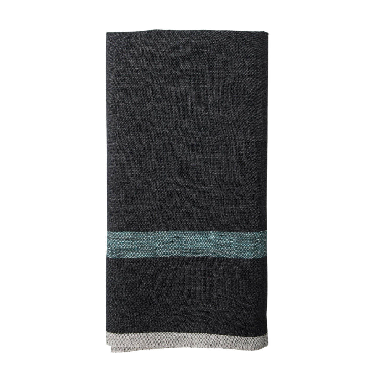 Linen Charcoal/Aqua Towel Napkins 20x30