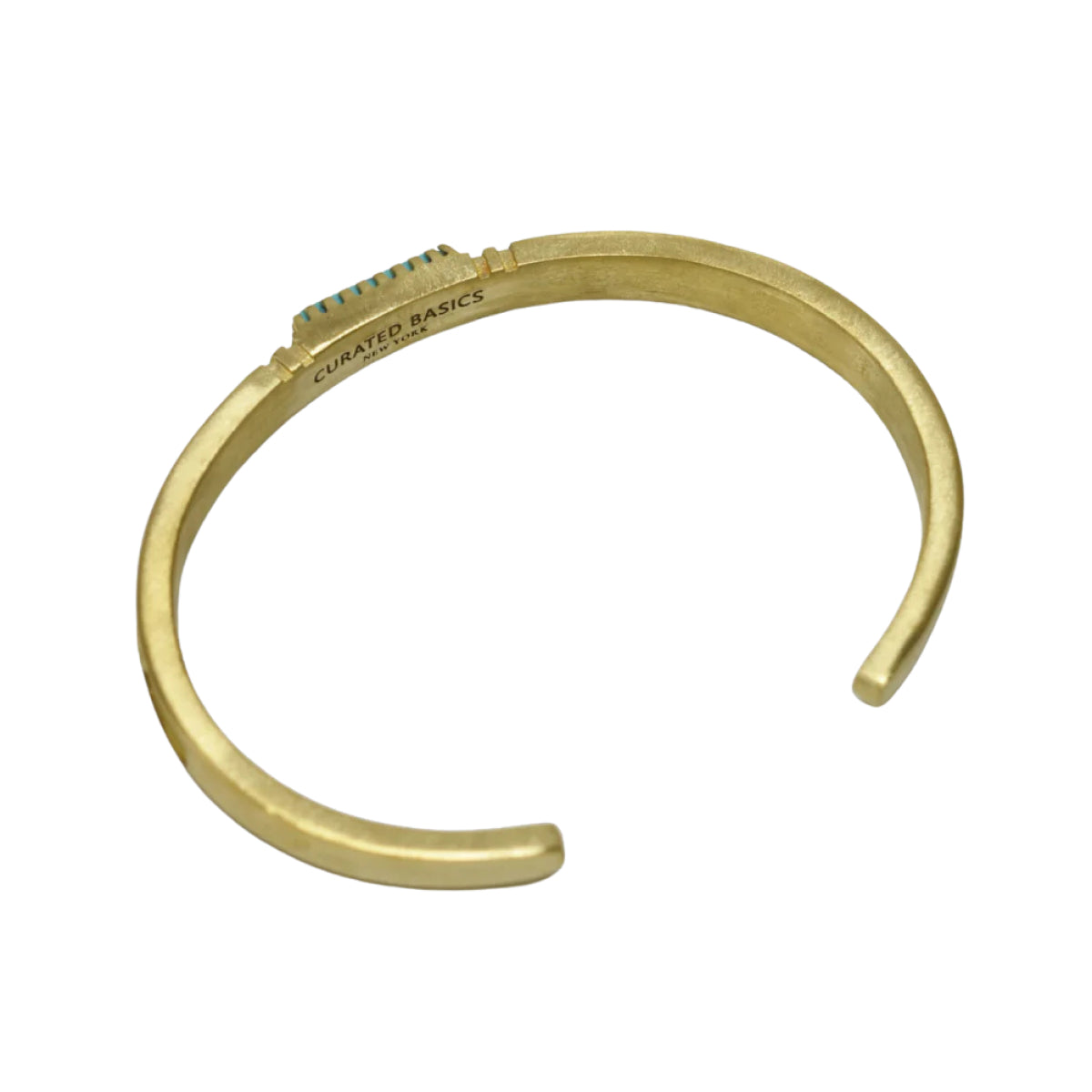 Turquoise Inlay Bracelet: Brass