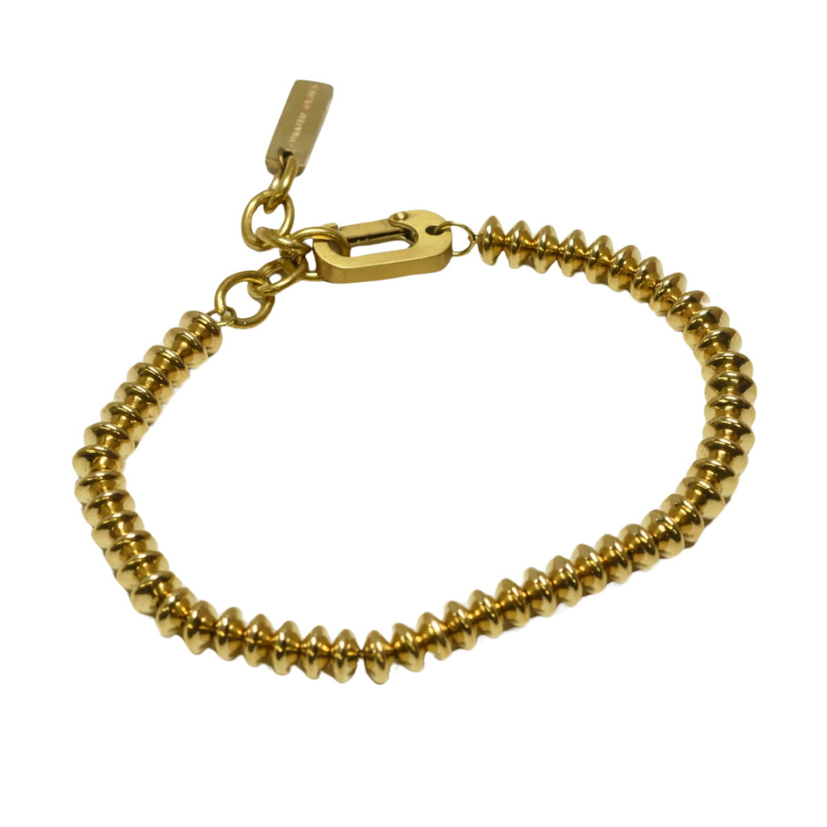 Saucer Beaded Bracelet: Brass