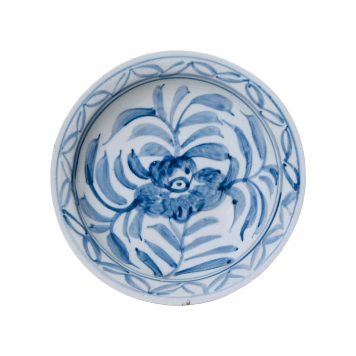 Small Blue and White Porcelain Floral Dish