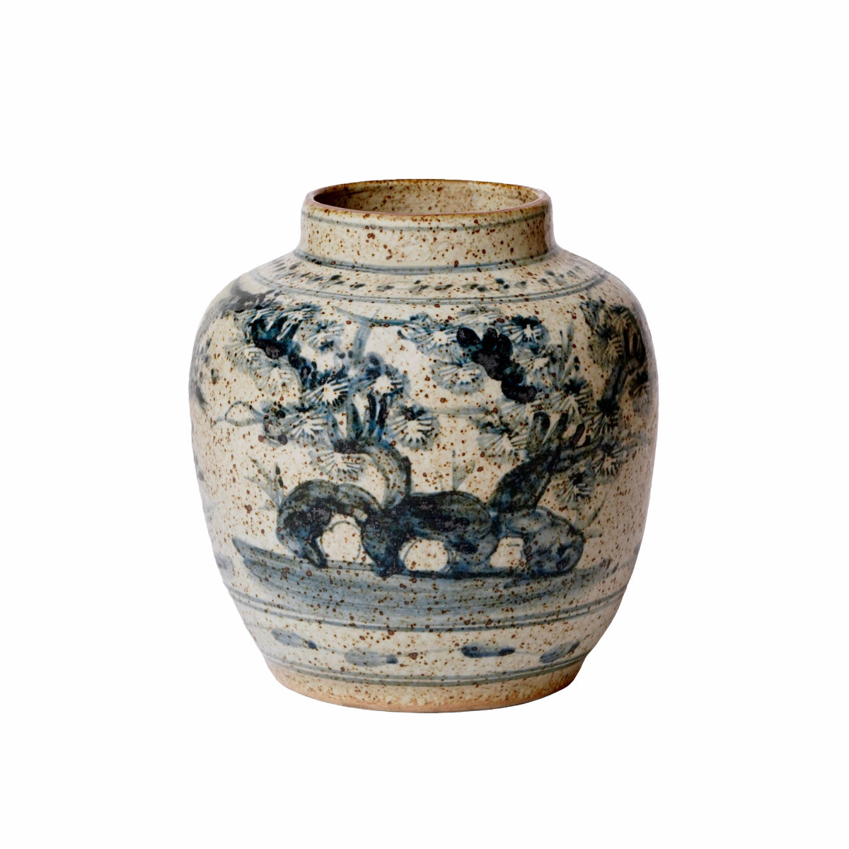 Rustic Porcelain Three Friends Small Round Vase