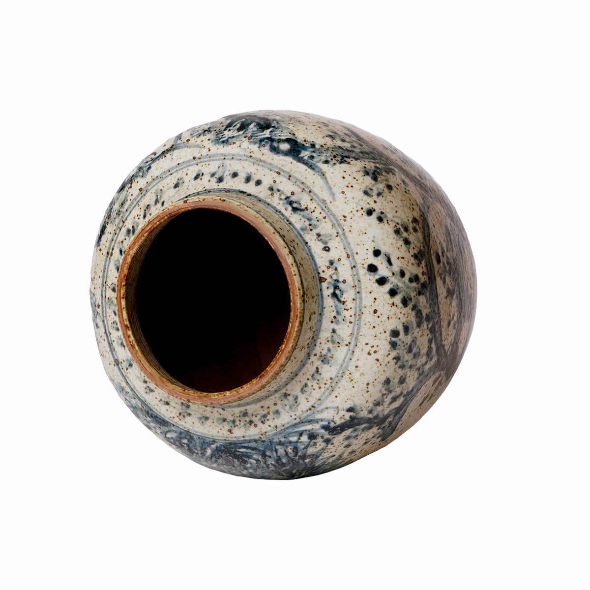Rustic Porcelain Three Friends Small Round Vase