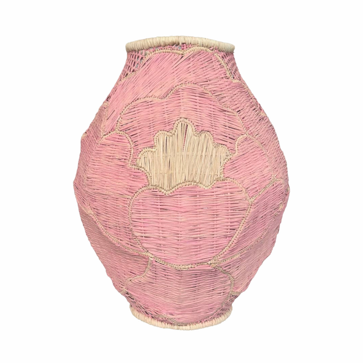Peonies iraca palm vase