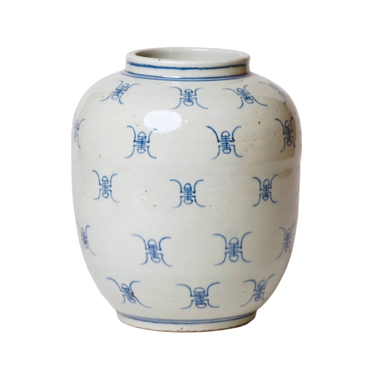 Blue and White Longevity Barrel Vase