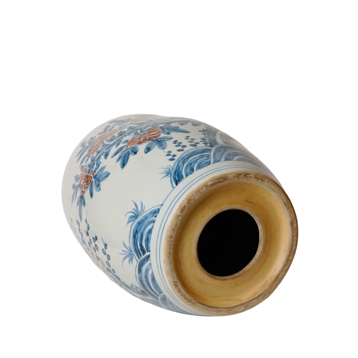 Red and Blue Porcelain Bird and Flower Garden Seat