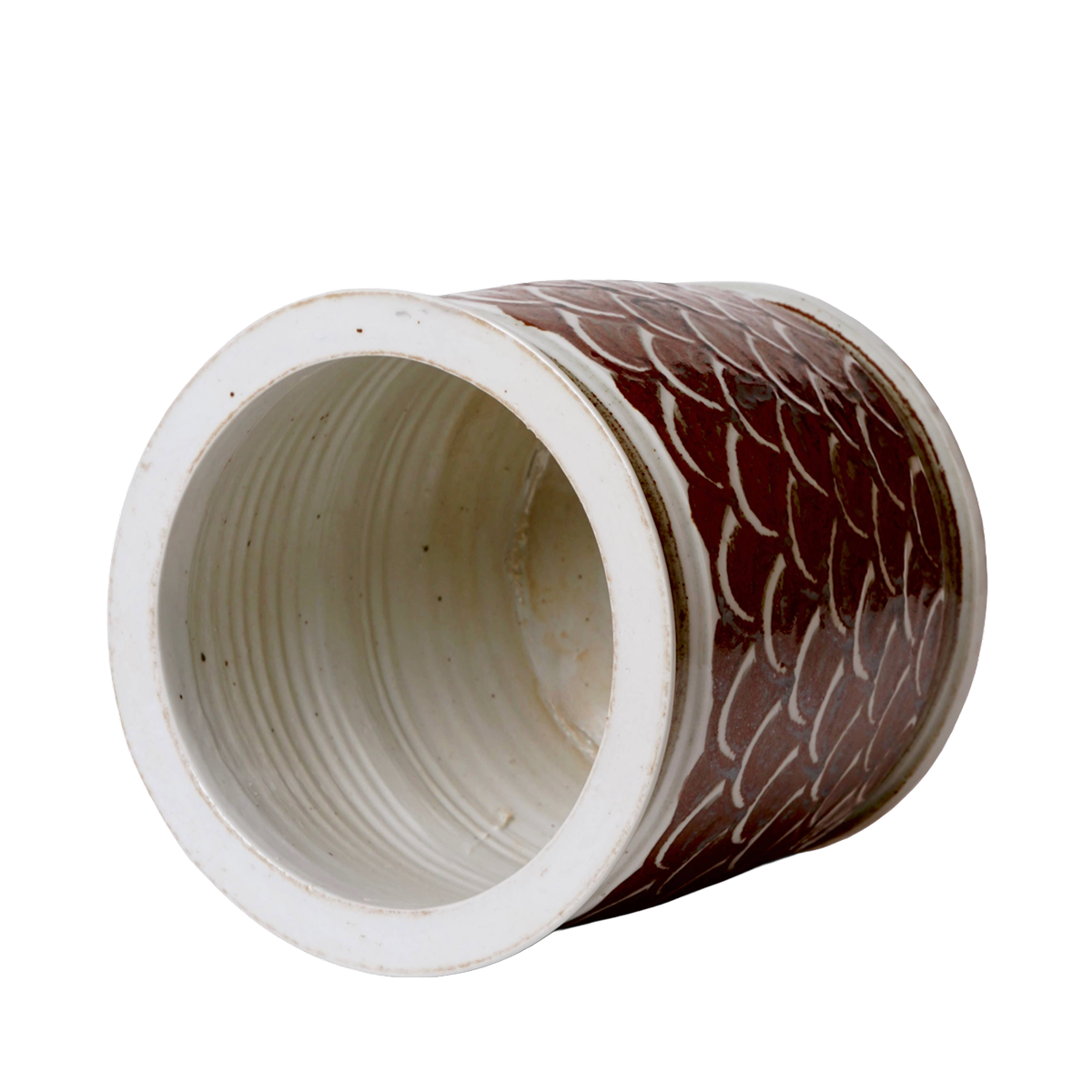 Rustic Copper Glazed Dragon Scale Porcelain Cachepot