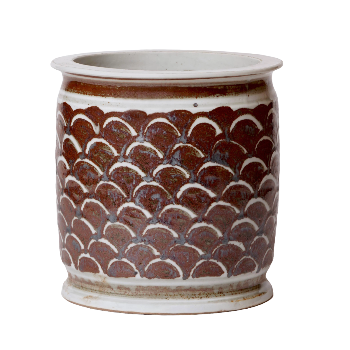 Rustic Copper Glazed Dragon Scale Porcelain Cachepot
