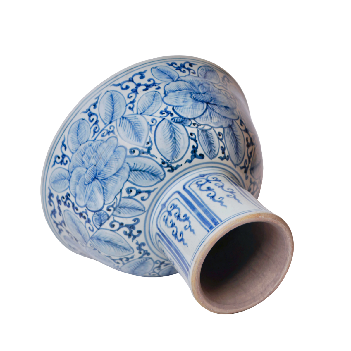 Blue and White Porcelain Rose Large Footed Bowl