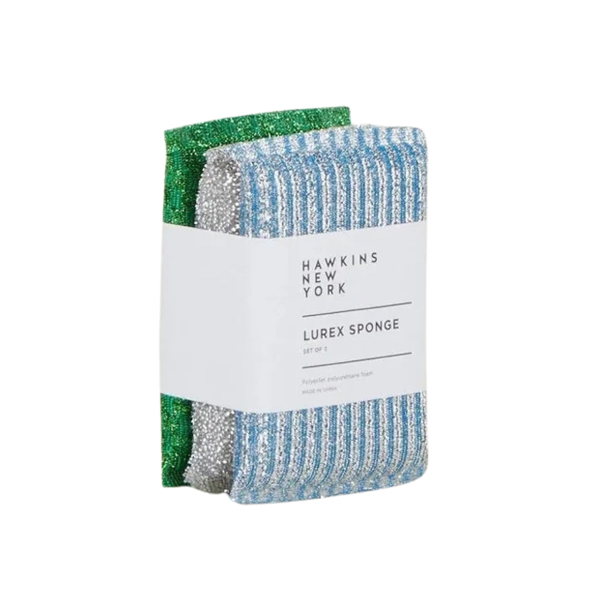LUREX SPONGES - SET OF 3: BLUE/GREEN/SILVER