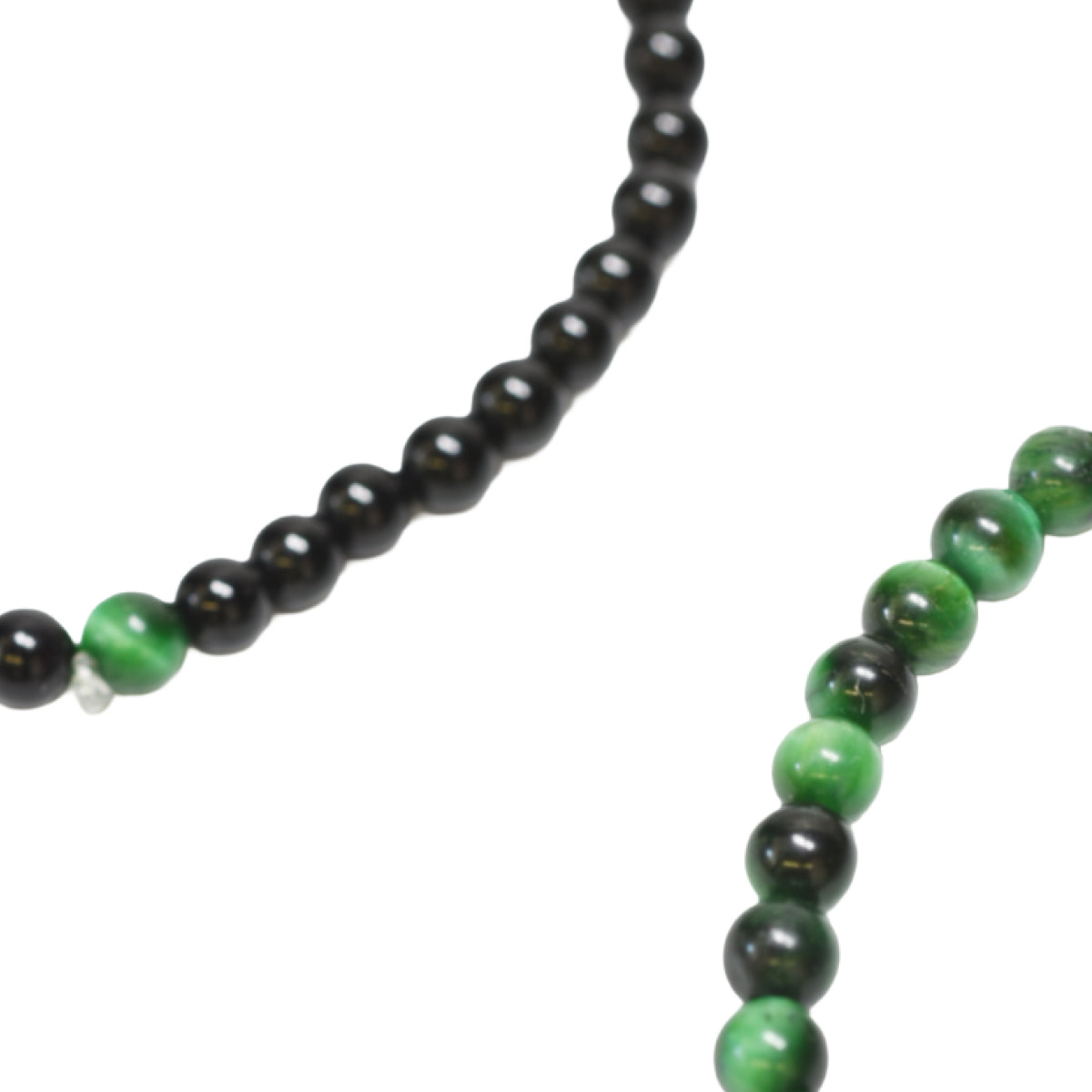 Onyx / Green Tiger Eyes Beaded Bracelet Set