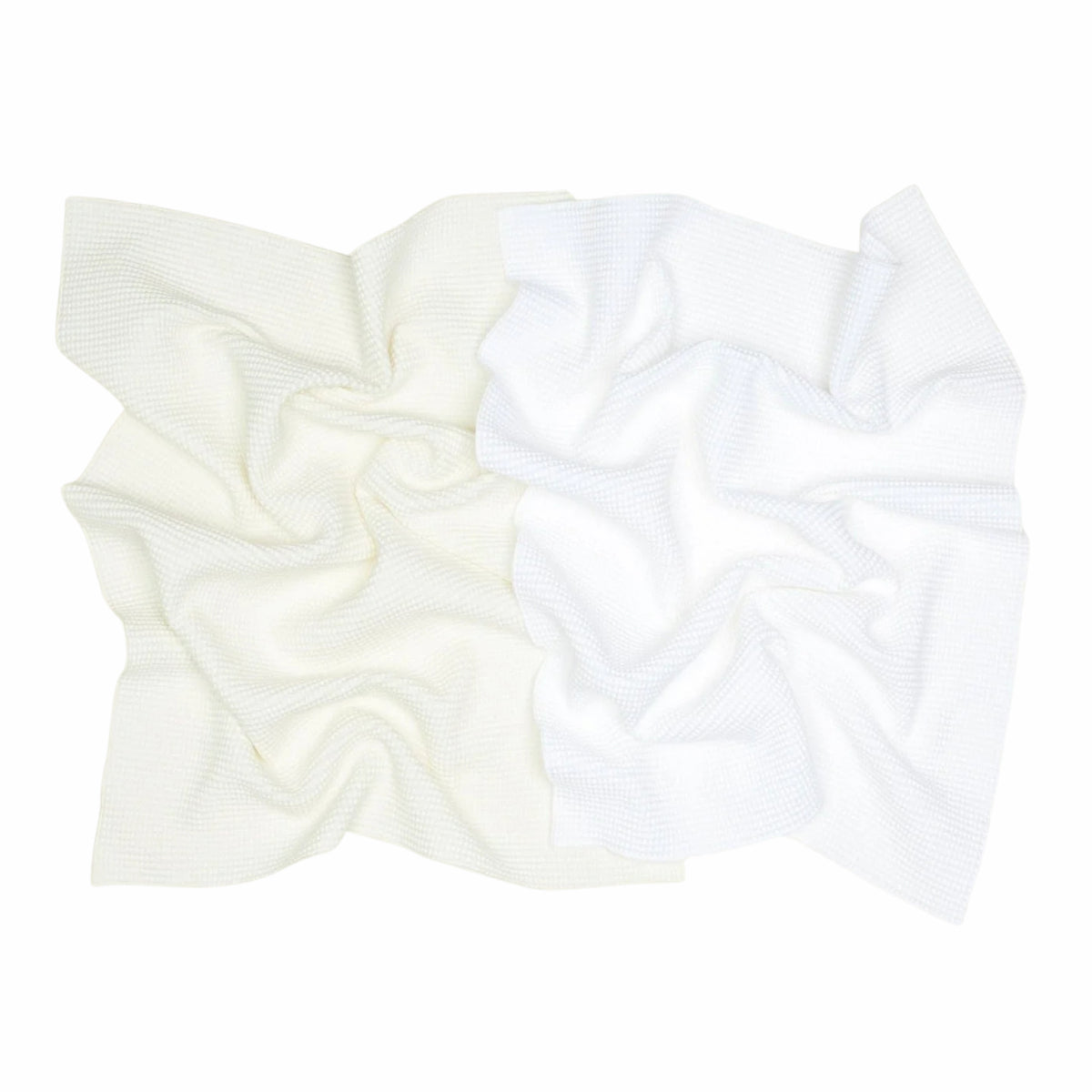 ESSENTIAL WAFFLE DISH TOWELS - SET OF 2: IVORY + WHITE