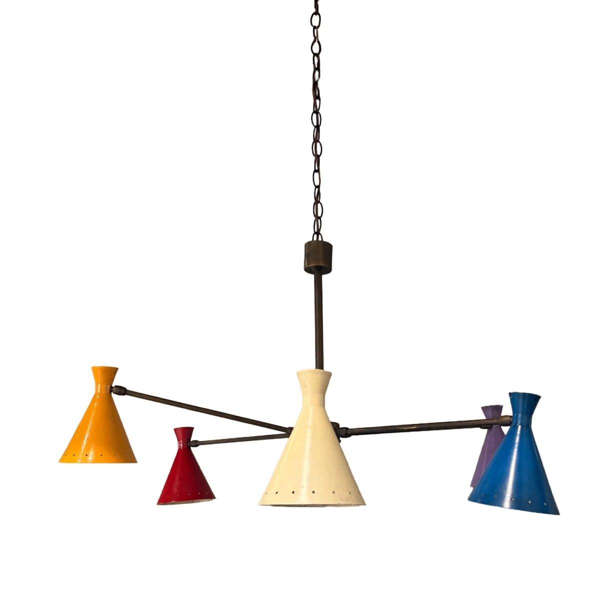 Mid Century Multi Colored Chandelier Italy 1950s