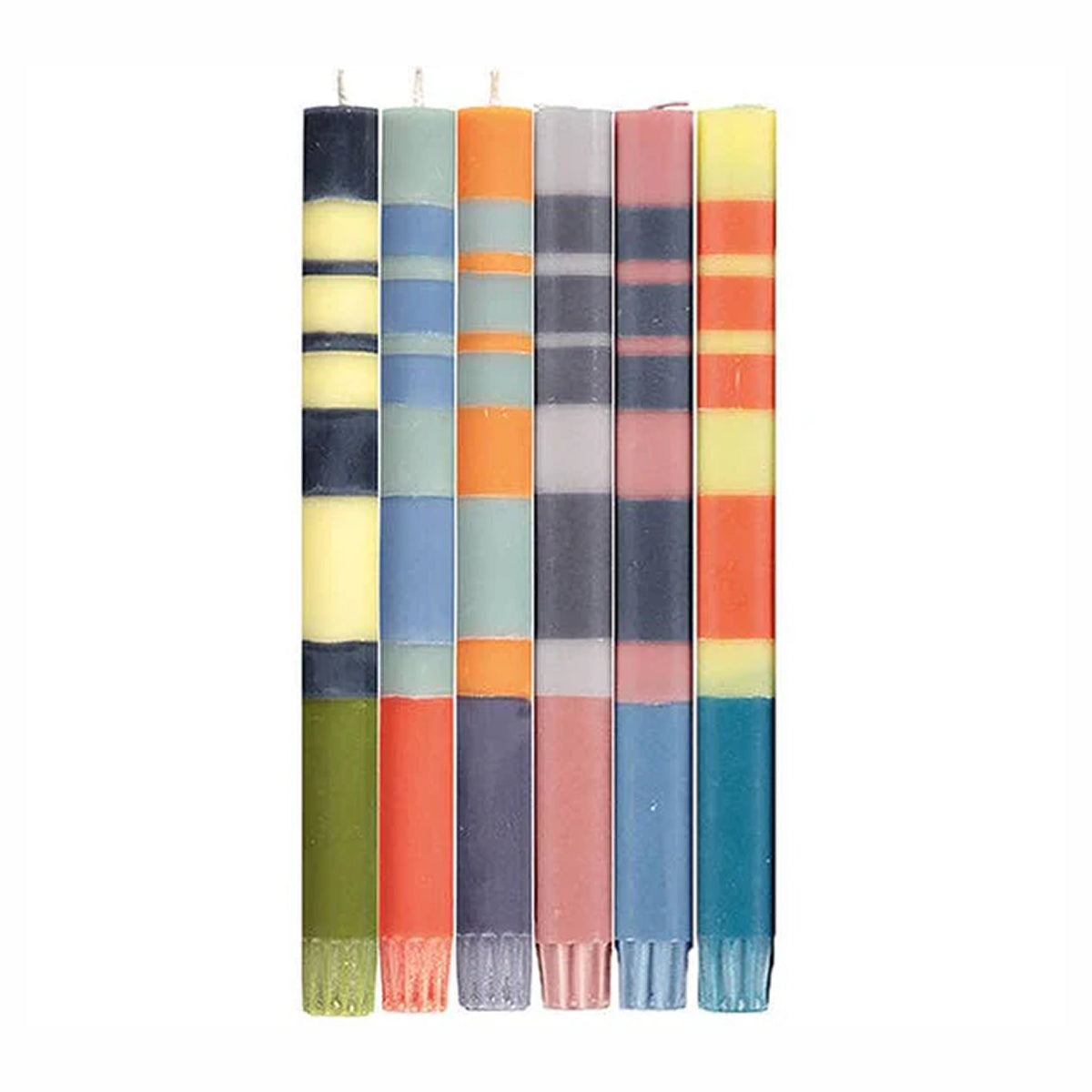 Striped Mixed Pack of Striped Eco Dinner Candles, Box of 6
