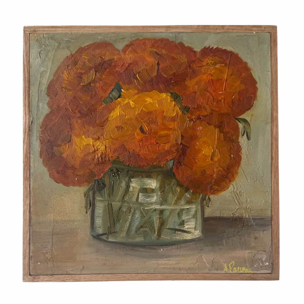Alison Parsons, Orange Floral Bouquet 8.5” x 8.5”