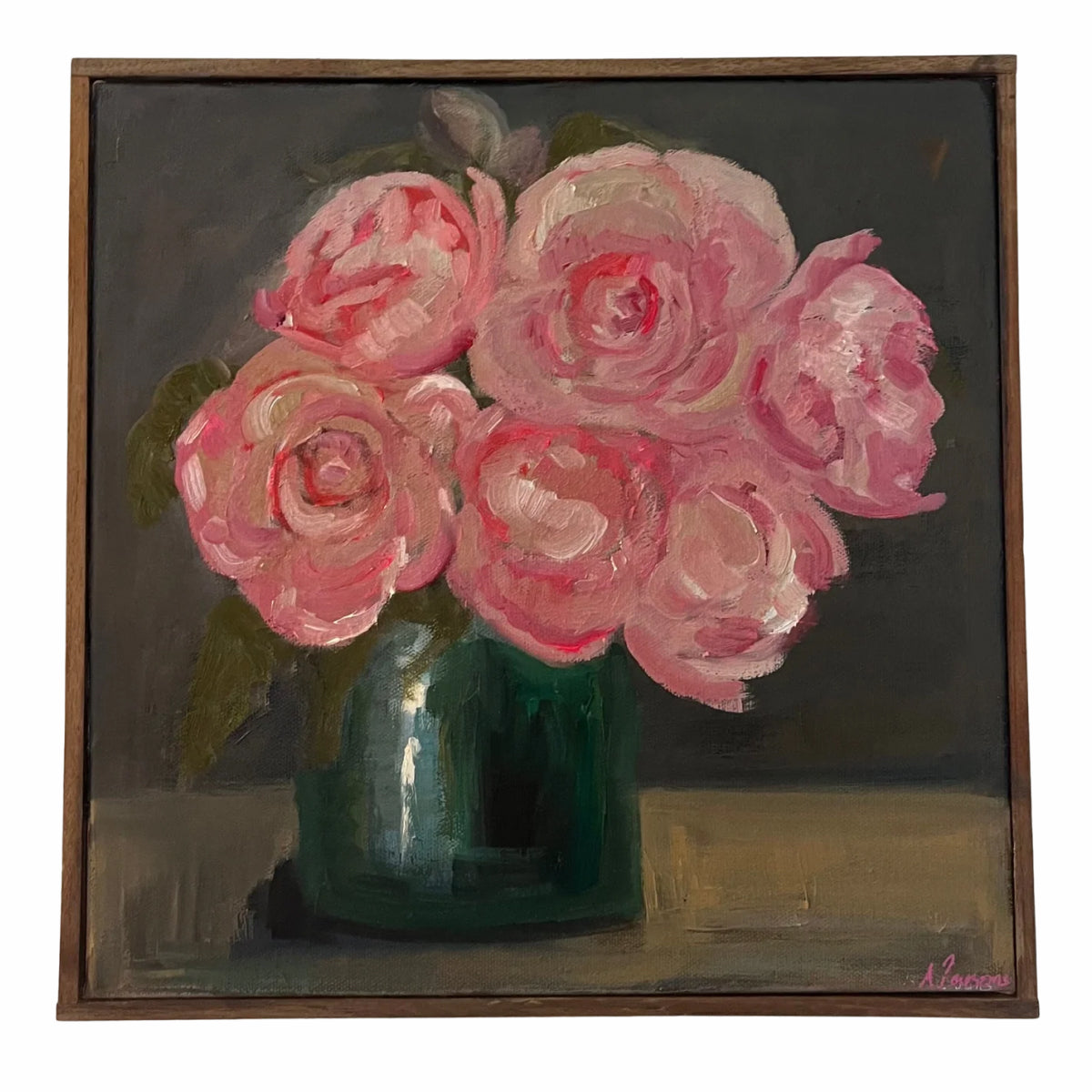 Alison Parsons, Pink Floral in Vase, 12.5”x12.5”