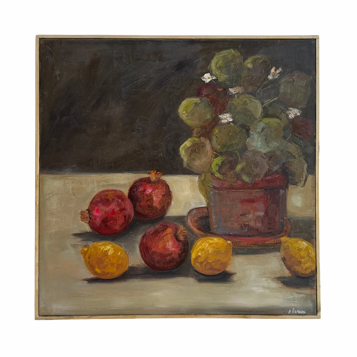 Alison Parsons, Plant with Pomegranates and Lemons 20” x 20”