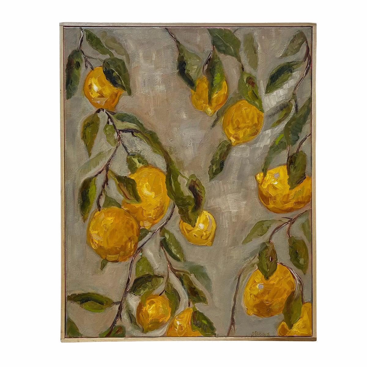 Alison Parsons, Lemon Branches Grey Background 20”x16”