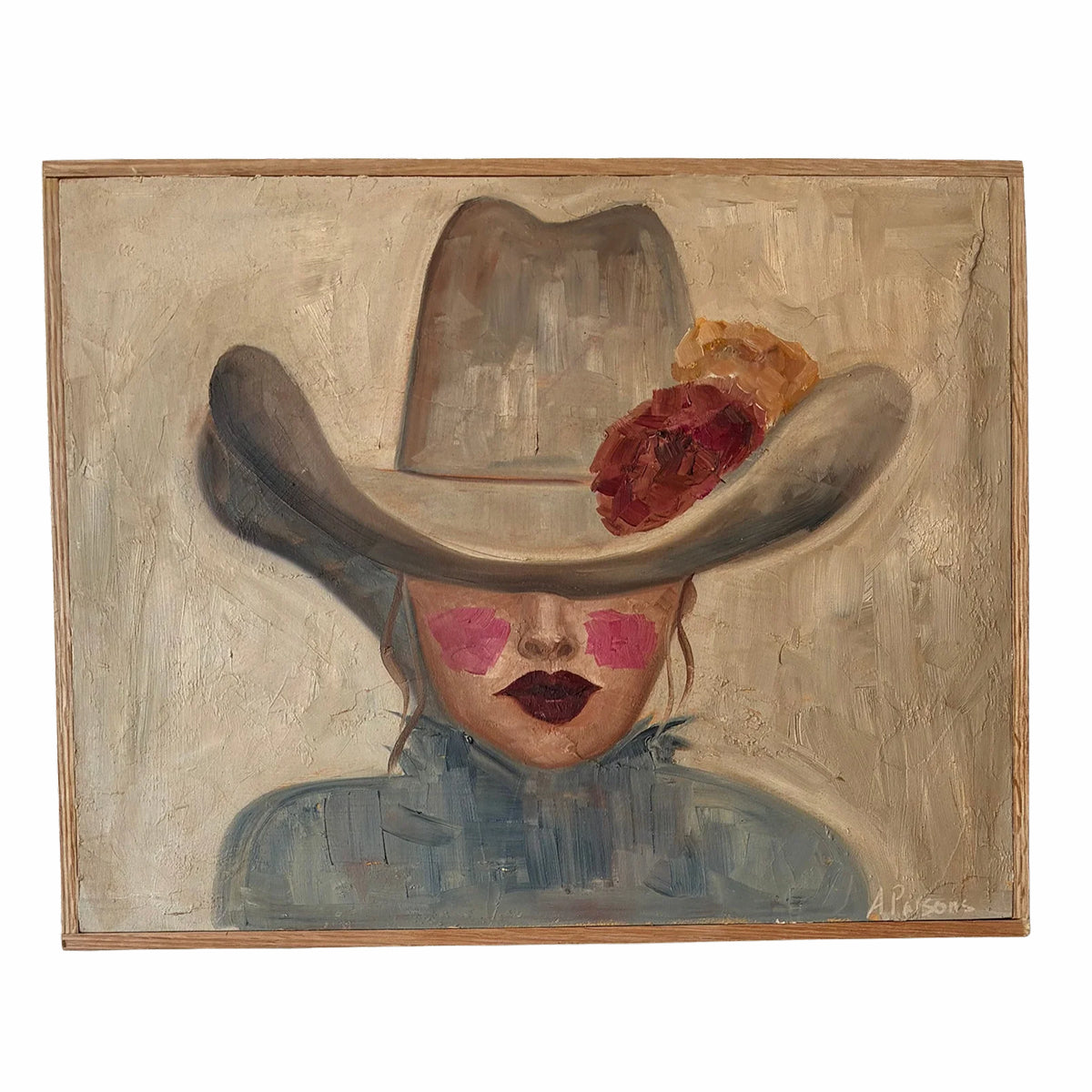 Alison Parsons, Cowgirl Hat with Flowers, 14” x 11”