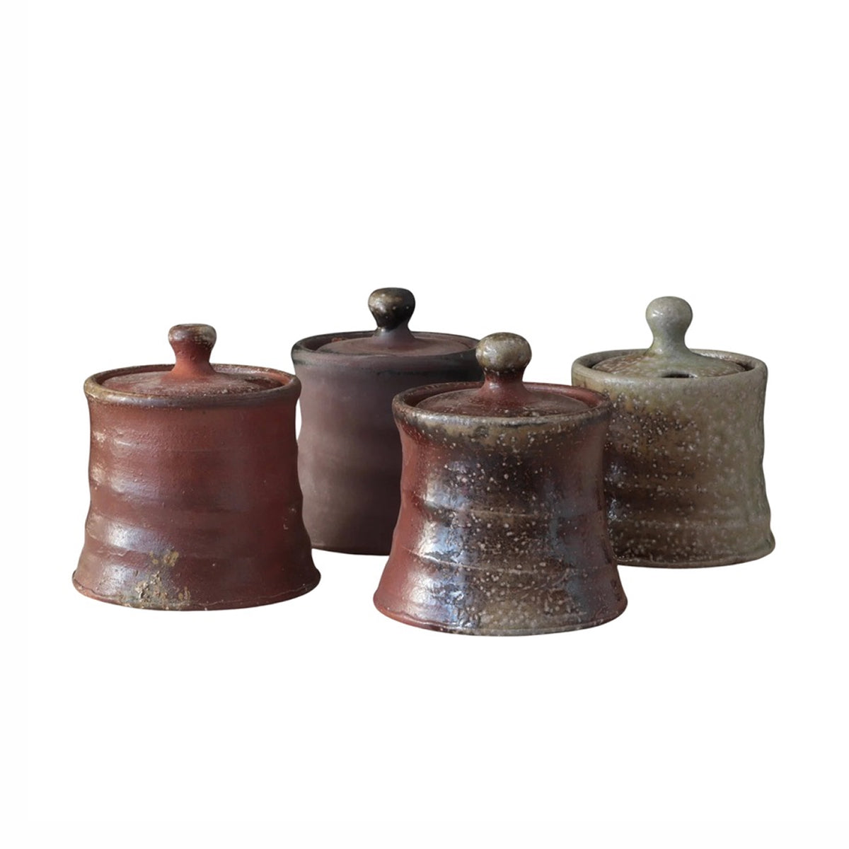 Soda-Fired Sugar Jars Hourglass Shape Dark 