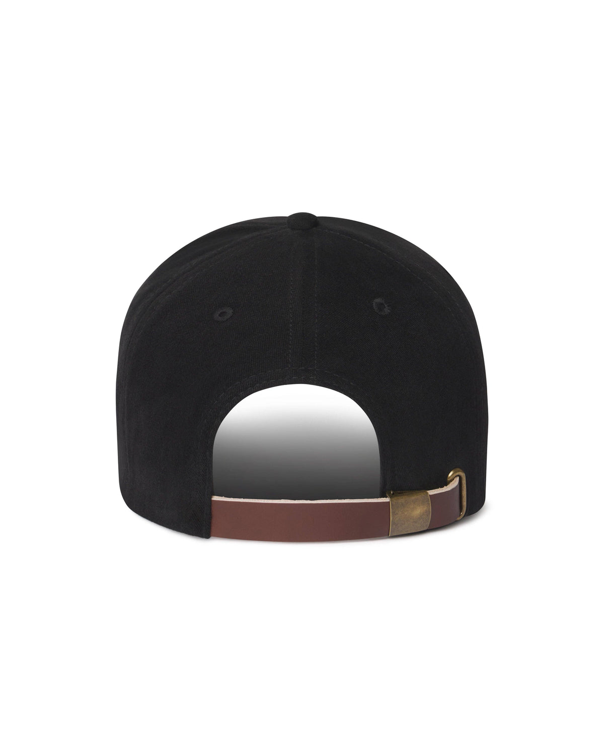 Stitched Logo Strapback Hat: Black