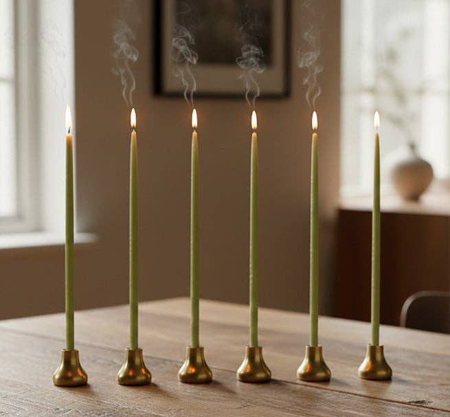 Thin Taper Candleholder in Old Gold - Set of 6