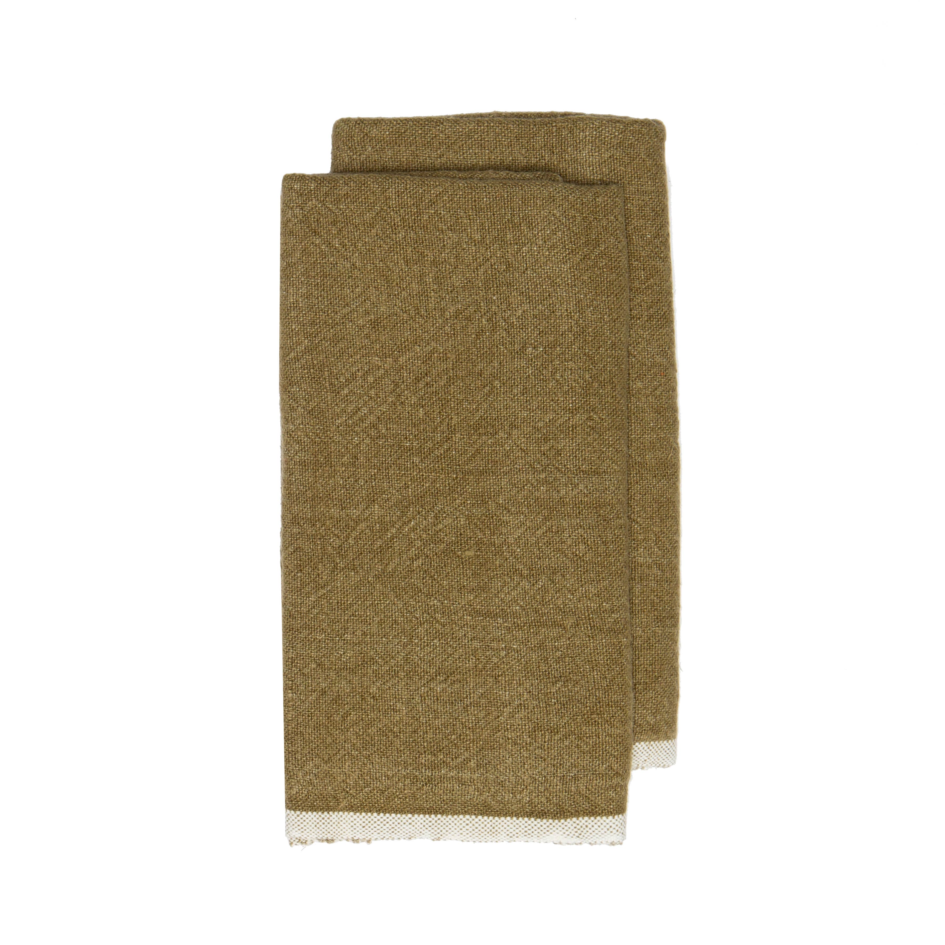 Chunky Linen Forest Green Towels 20x30