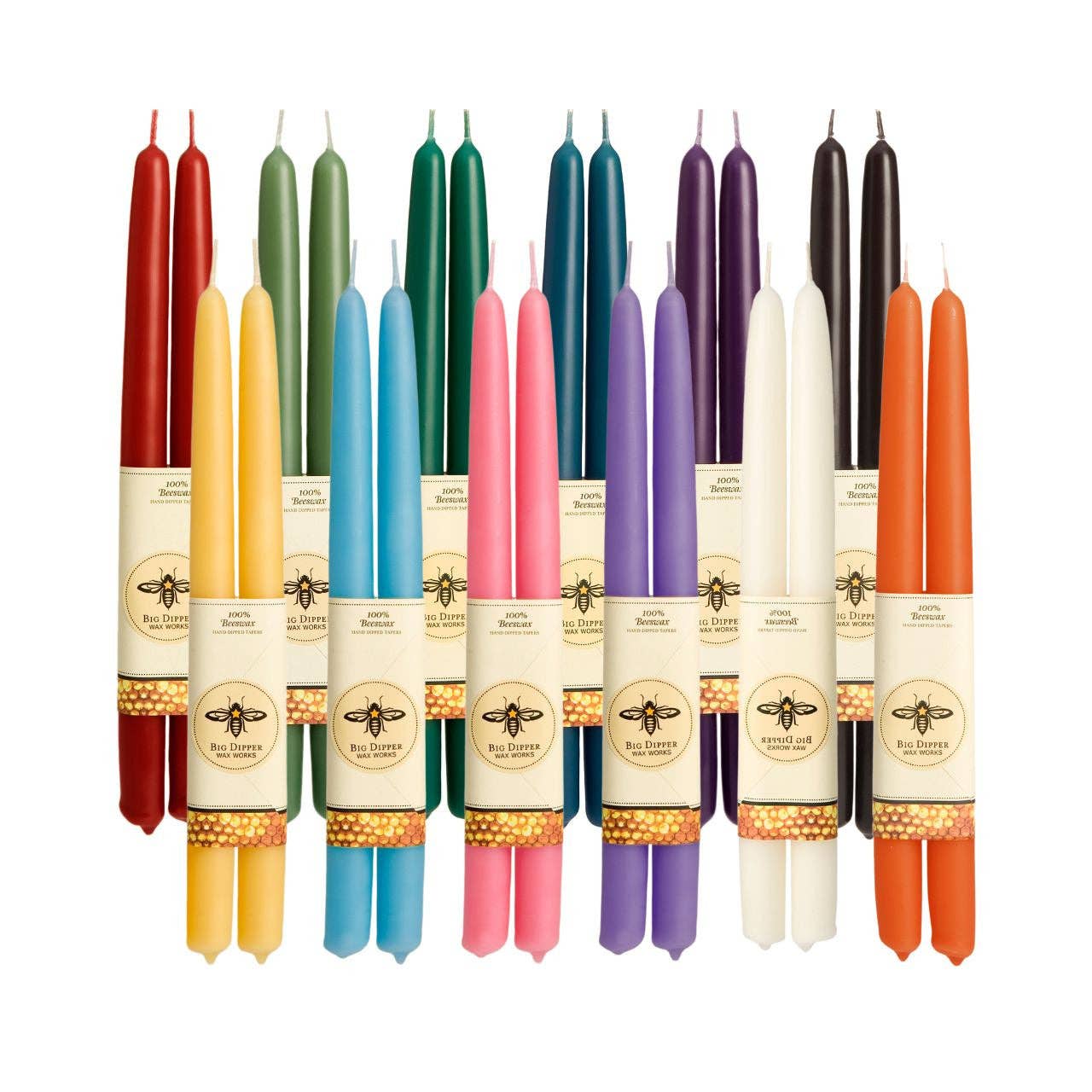 Taper Candles – 100% Pure Beeswax – Hand-Dipped: Black / Standard (12" x 7/8")