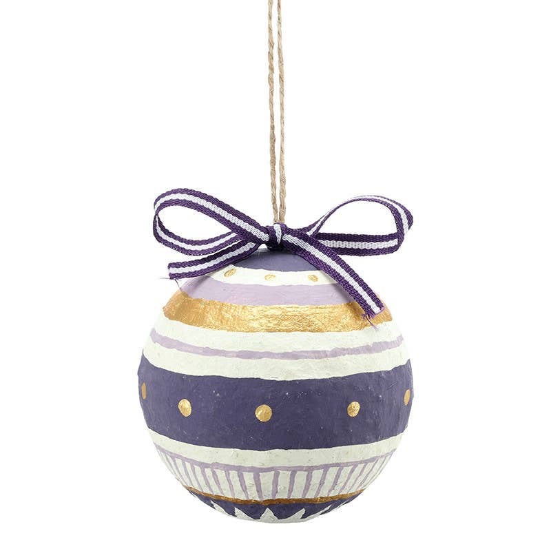 Paper - Mache Ornaments - Lilac - Set of 4