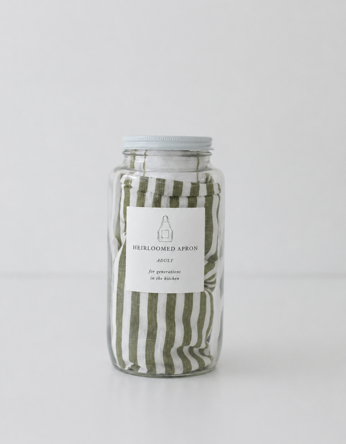 Apron - Adult Linen Bistro in Olive Awning Stripe in Jar