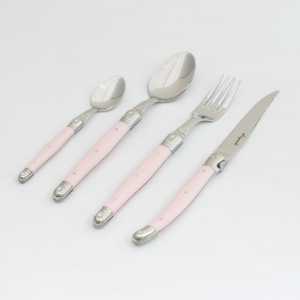Jean Dubost 24 Pc Everyday Flatware Set Pink