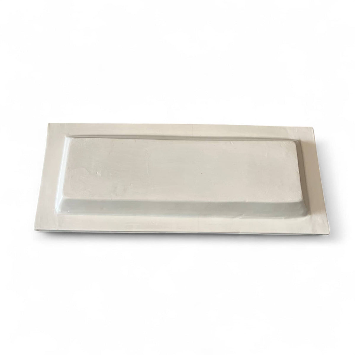 Handmade Striped Ceramic Serving Platter — Orange & White