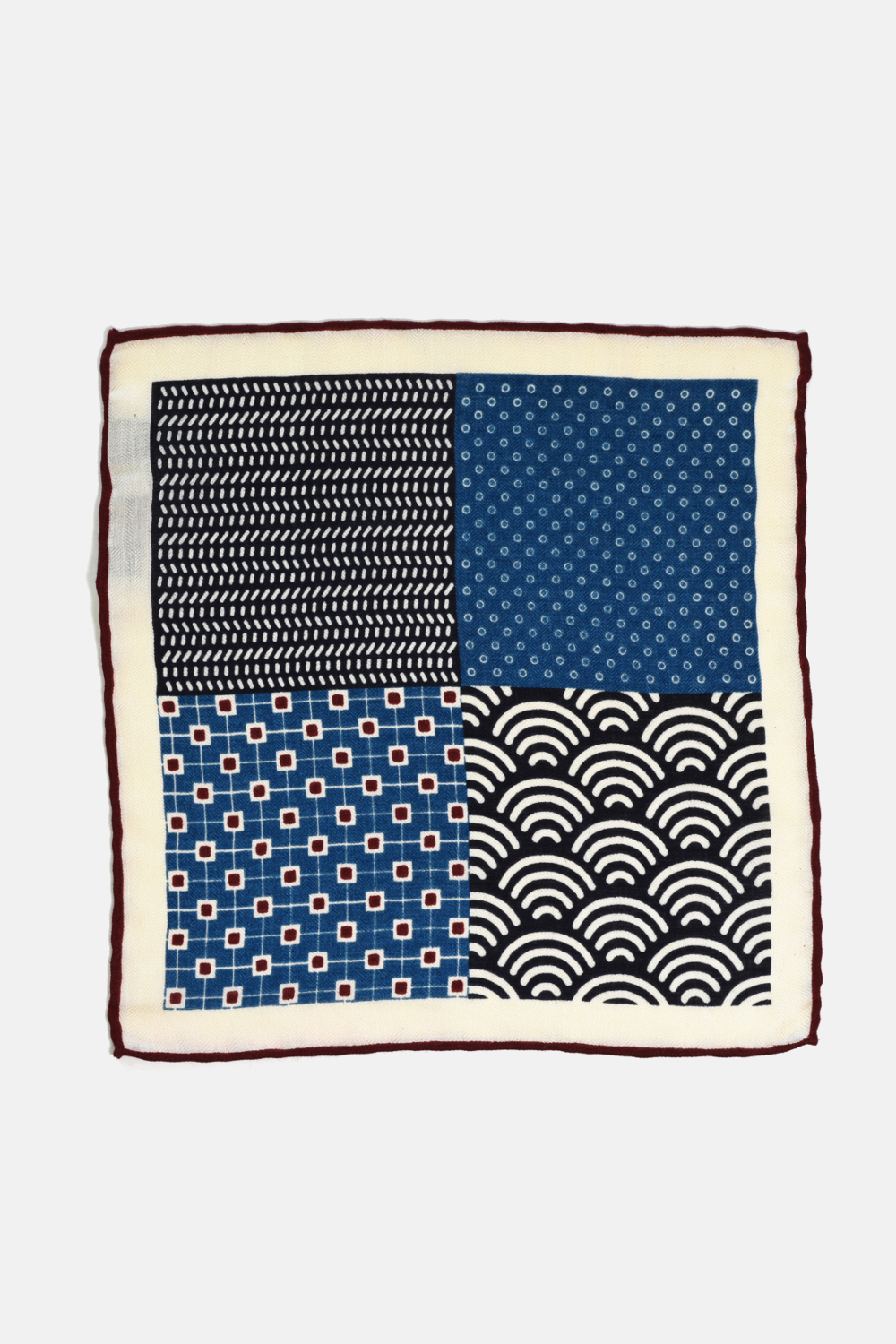 Burgundy 4-sided Wool Pocket Square