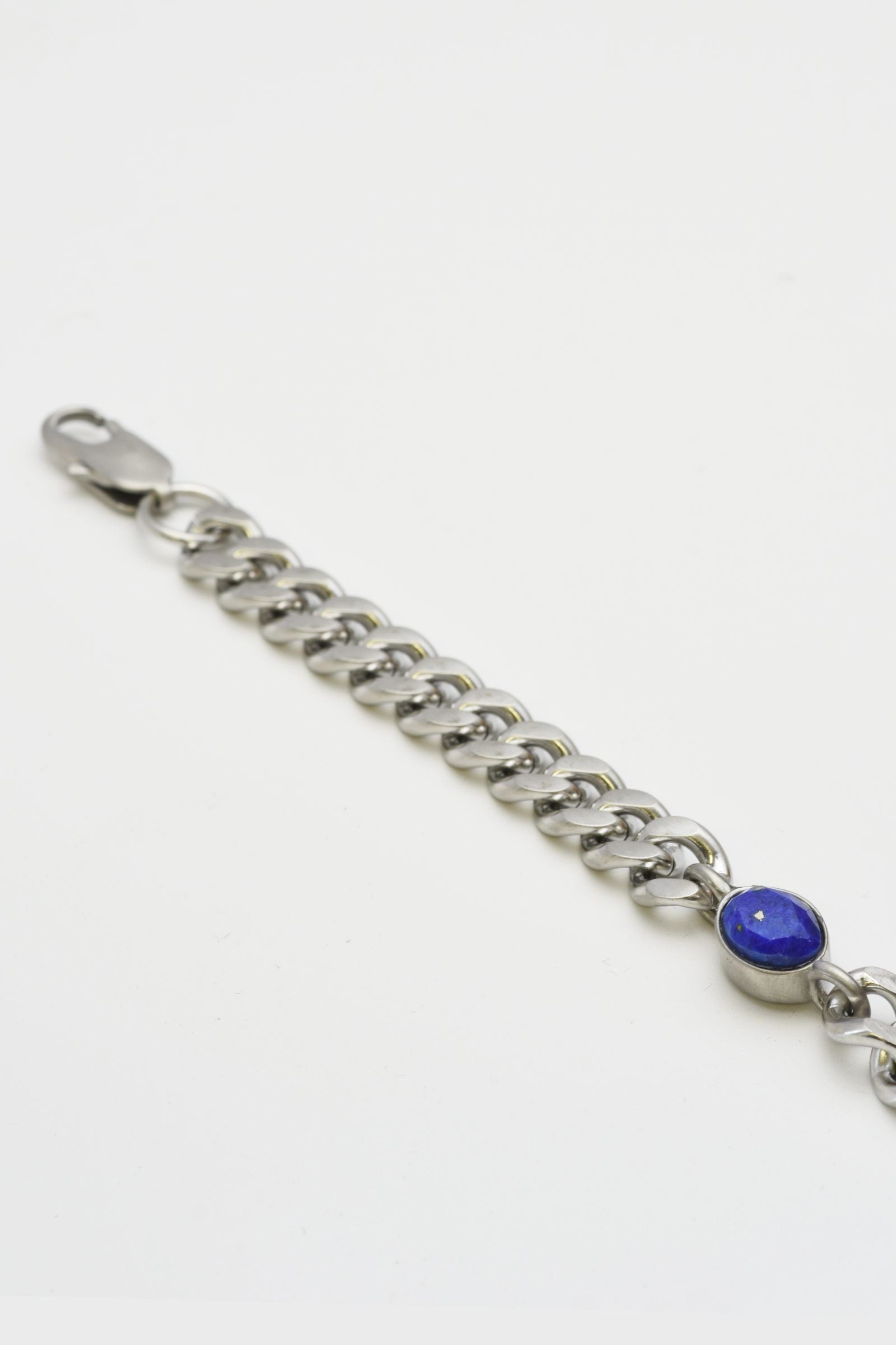 9mm Steel Chain w. Lapis Bracelet