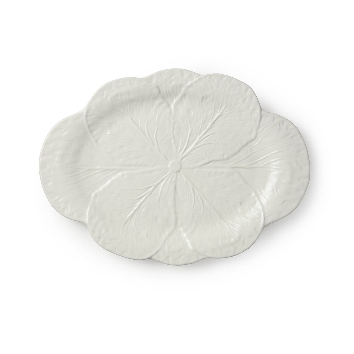 Le Jardin White Cabbage 3-D Oval Platter 17 in x 12.5 in