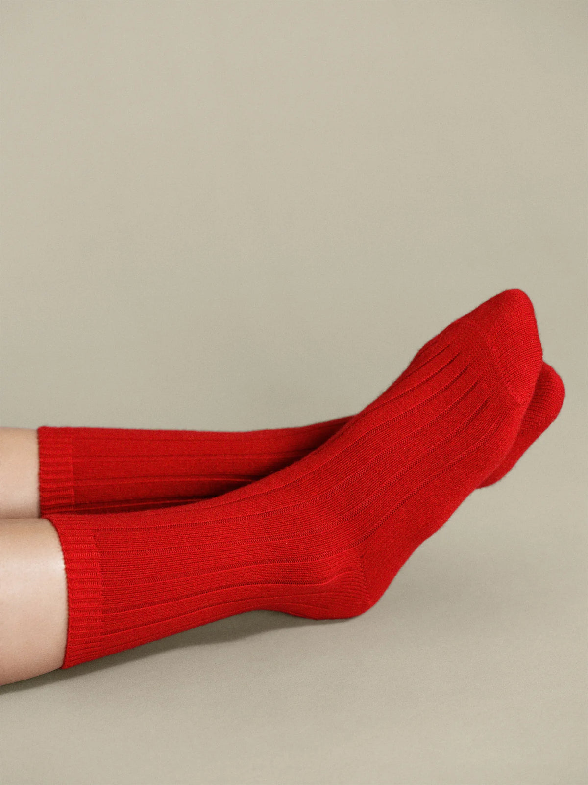 Italia Cashmere Cozy Rib Crew Sock in Scarlett
